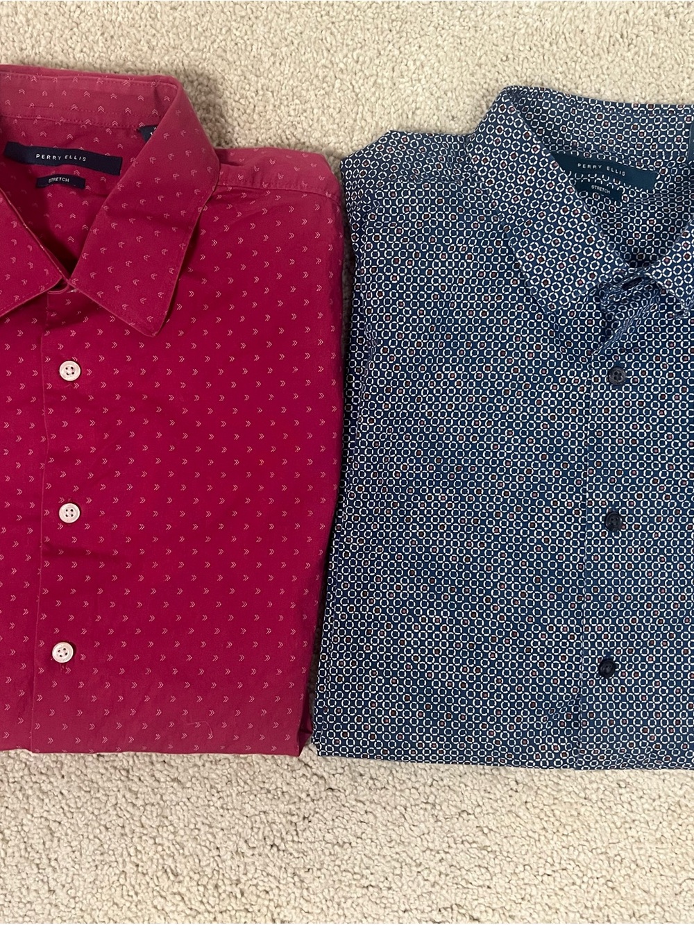 Perry Ellis Men’s Red and Blue Patterned Button-Down Shirts